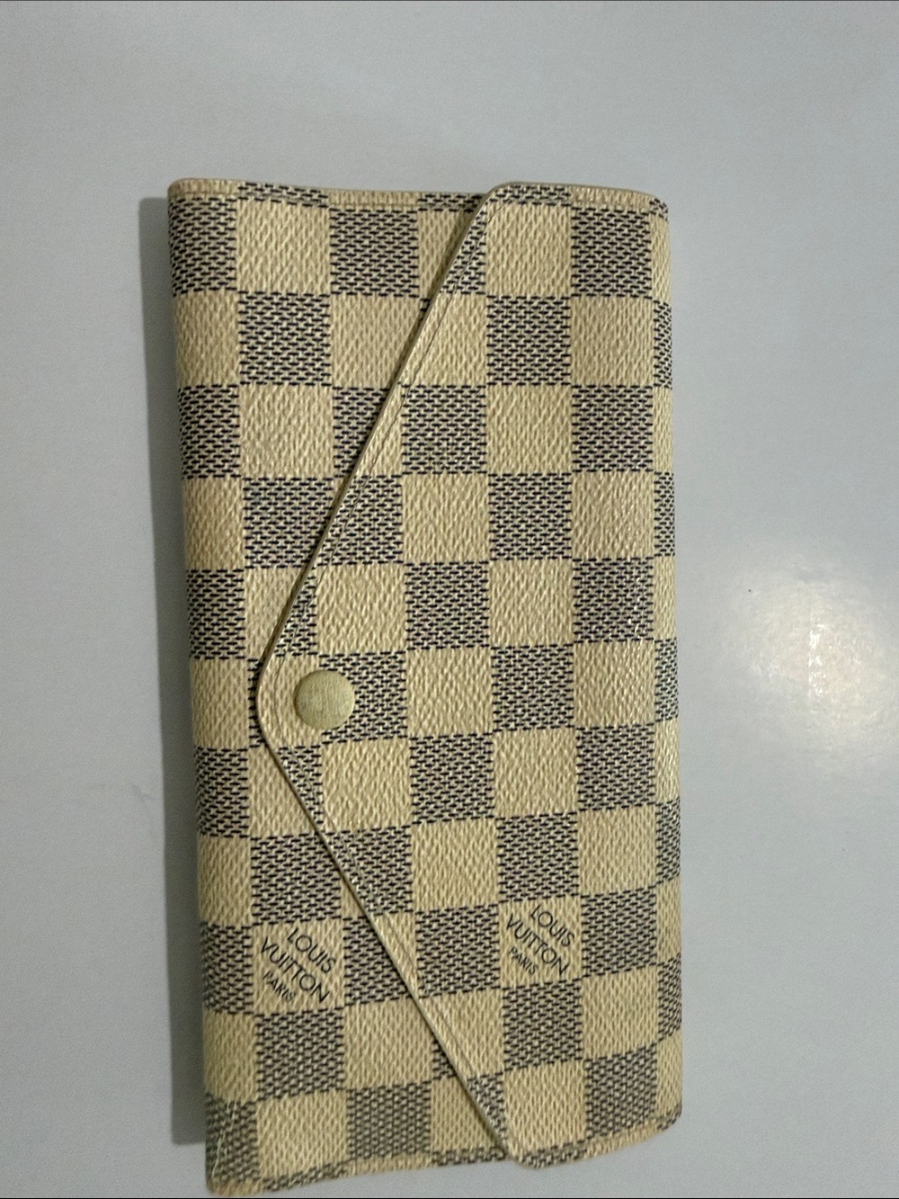 Louis Vuitton Cream & Beige Checkered Long Wallet